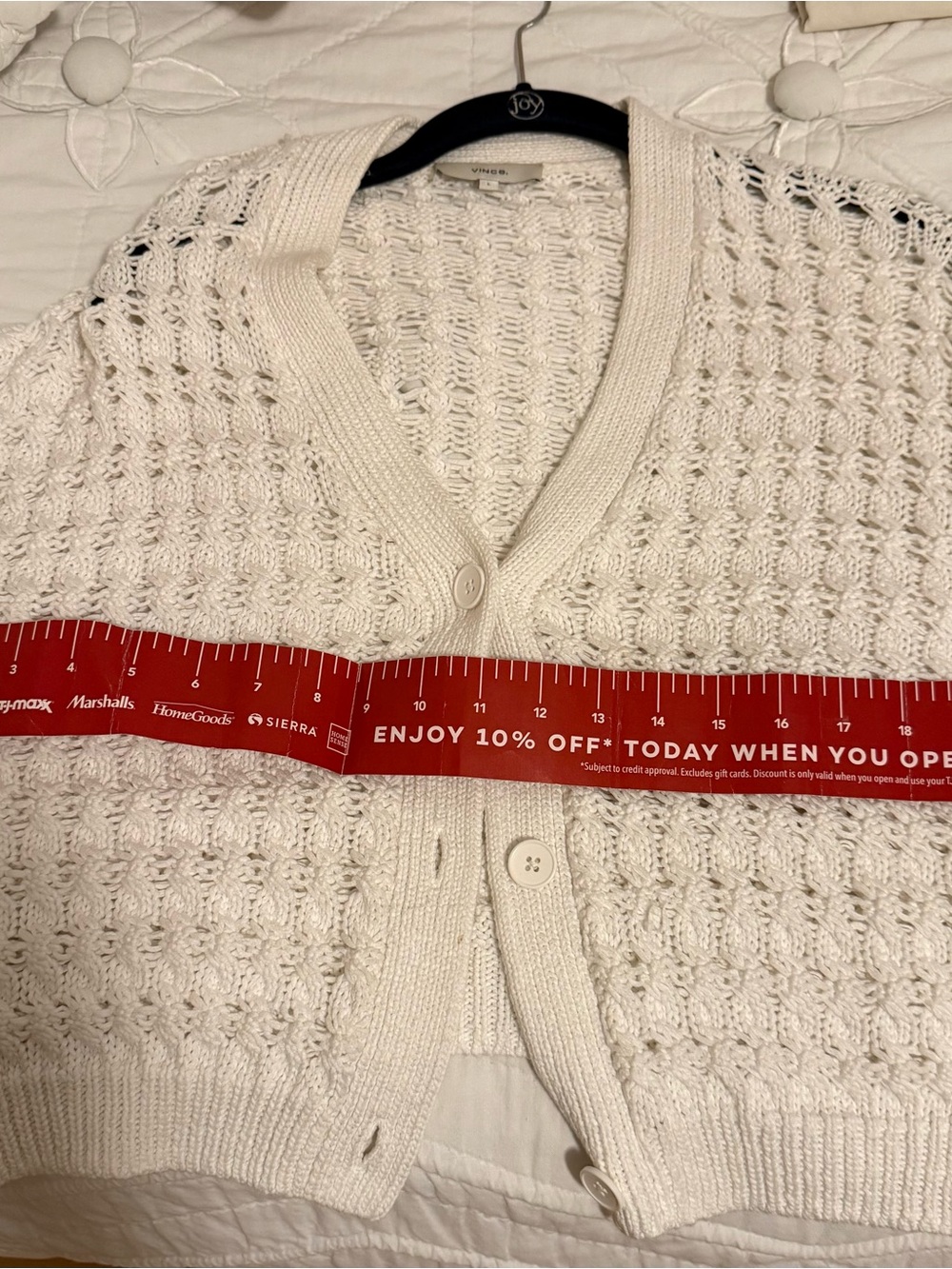 Vince Cream Open-Knit V-Neck Cardigan - Picture 5 of 7